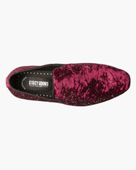 Stacy Adams Stelar Velvet With Color Flecks Formal Loafer in Burgundy