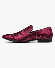 Stacy Adams Stelar Velvet With Color Flecks Formal Loafer in Burgundy