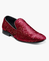 Stacy Adams Stelar Velvet With Color Flecks Formal Loafer in Burgundy