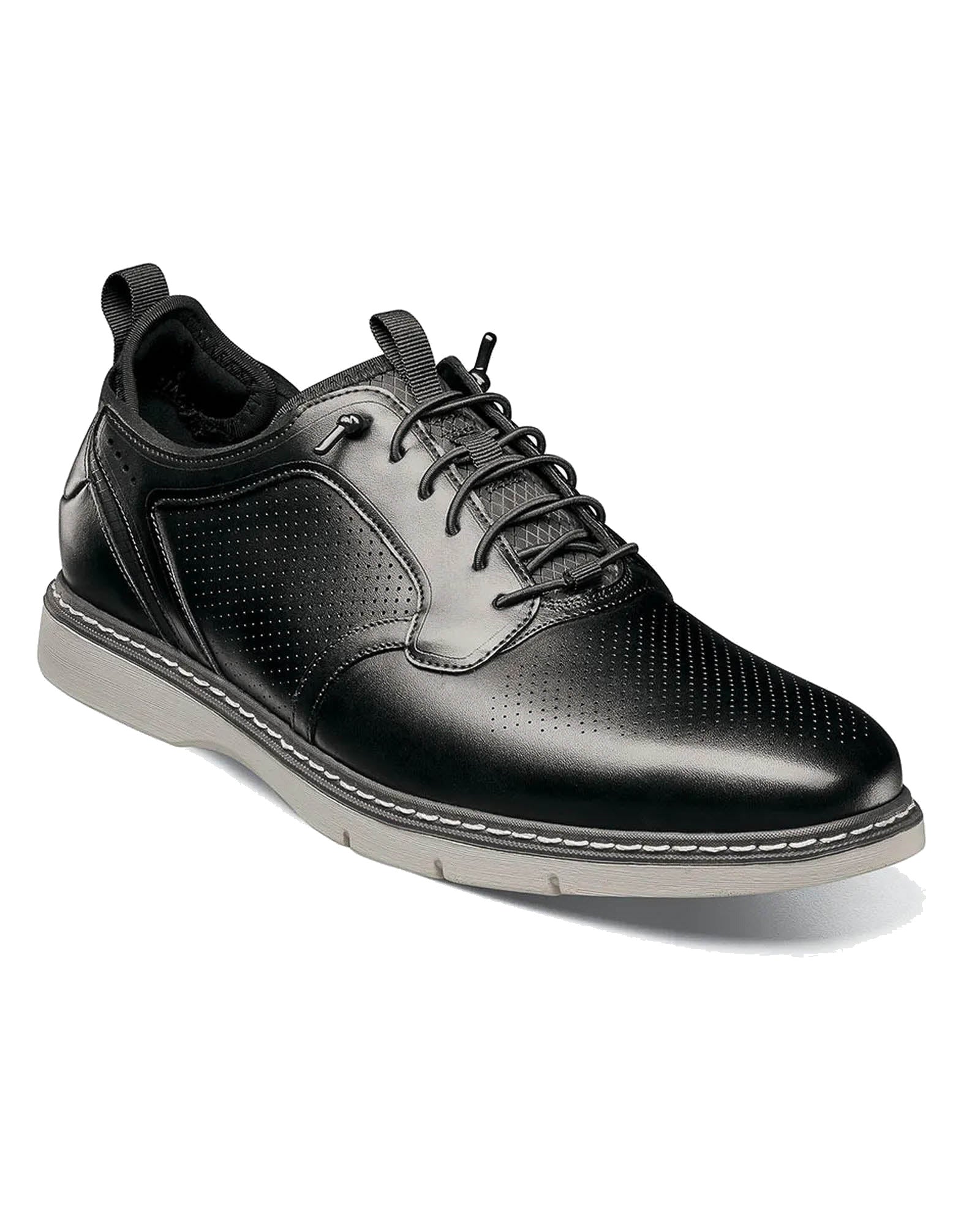 Stacy Adams Sync  Plain Toe Elastic Lace Up Sneaker In Black