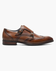Stacy Adams Karson Wingtip Double Monk Strap In Cognac