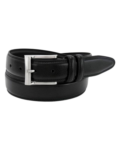 Textured Leather Dress Belt In Black