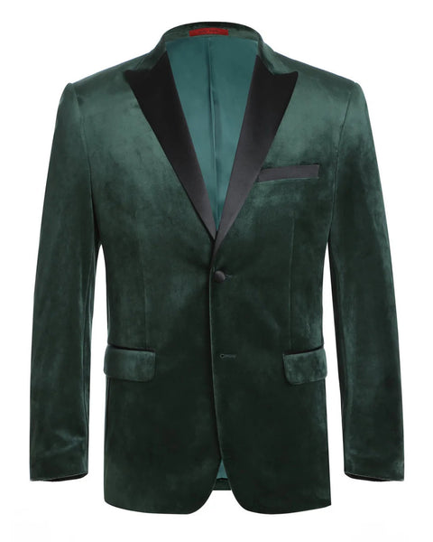 Velvet Green With Black Peak Tuxedo Rental