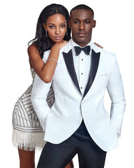 White With Black Peak Lapel Tuxedo Rental - Rainwater's Men's Clothing and Tuxedo Rental