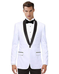 White With Black Shawl Dinner Jacket Tuxedo Rental - Rainwater's Men's Clothing and Tuxedo Rental
