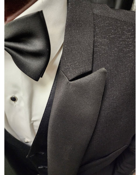 '-Rainwater's -Rainwater's - Tuxedo Rental - Zenith Black With Silver Sparkle Peak Lapel Tuxedo Rental -