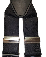 Traditional Stretch Fit Convertible Suspender in Black Paisley Pattern