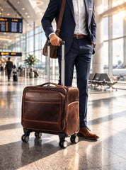 Rainwater's Genuine Leather Rolling Briefcase In Cognac