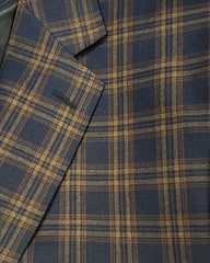 Carlo Barbara Woven In Italy Sport Coat In Navy & Camel Plaid