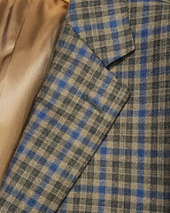 Carlo Barbara Woven In Italy Sport Coat In Mid Brown & Blue Check
