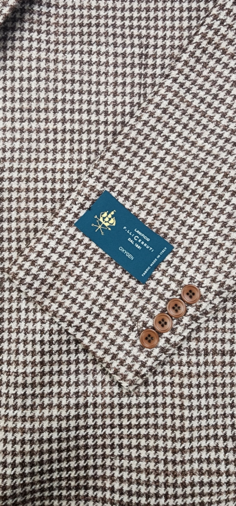 Lanificio Italian Wool & Silk Sport Coat in Brown & Tan Houndstooth