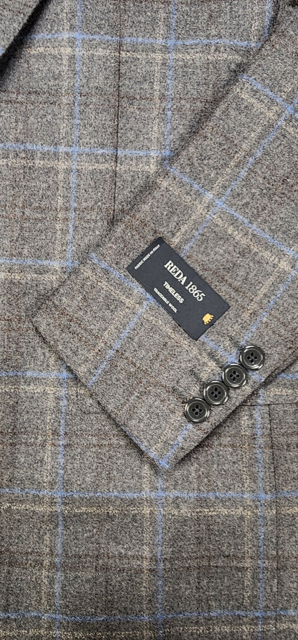 Reda 1865, Italian Wool Sport Coat in Grey Subtle Plaid
