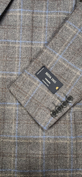 Reda 1865, Italian Wool Sport Coat in Grey Subtle Plaid