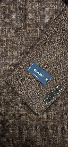 Reda 1865, Italian Wool & Silk Textured Patch Pocket Sport Coat in Chocolate Brown