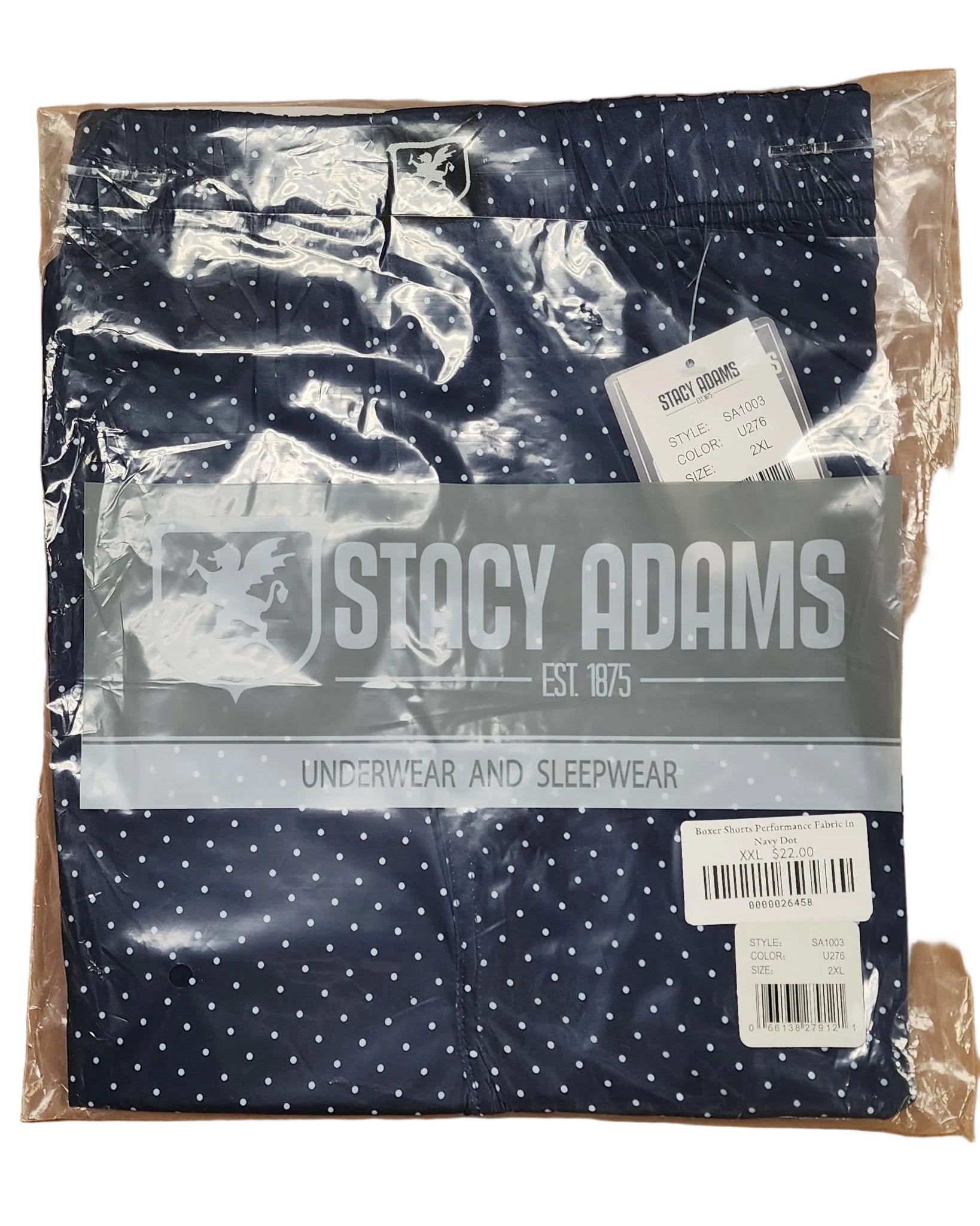 Stacy Adams Boxer Shorts Performance Fabric in Navy Dot