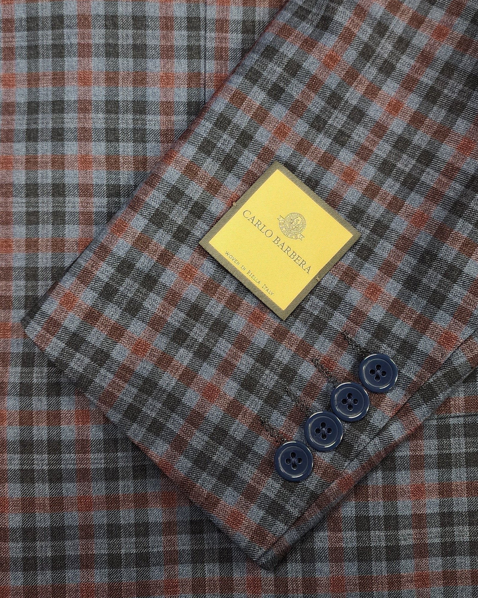 Carlo Barbara Woven In Italy Sport Coat In French Blue & Burgundy Check