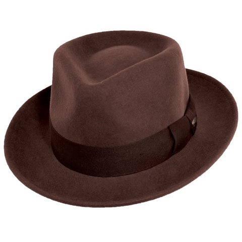 Scala Bristol Wool Felt Fedora in Chocolate | Rainwater display picture 1
