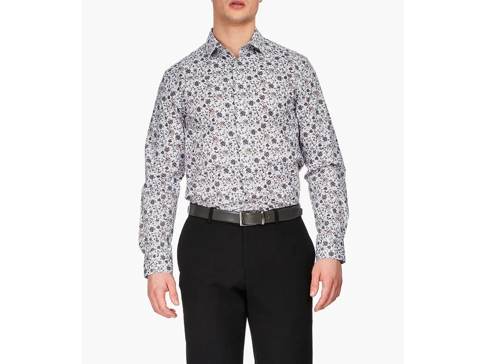 Stacy Adams Shoes Wolston Dress Shirt Spread Collar White Multi Size XXL=18 Stacy Adams Shoes Wolston Dress Shirt Spread Collar White Multi Size XXL=18