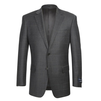 Rainwater's Luxury Collection Super 140's Wool Classic Fit Suit In Grey Windowpane