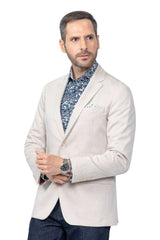 Rainwater's Sports Coat Half Canvas Stretch Fabric Slim Fit In Beige Herringbone