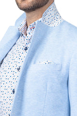 Rainwater's Sports Coat Half Canvas Stretch Fabric Slim Fit In Light Blue Herringbone