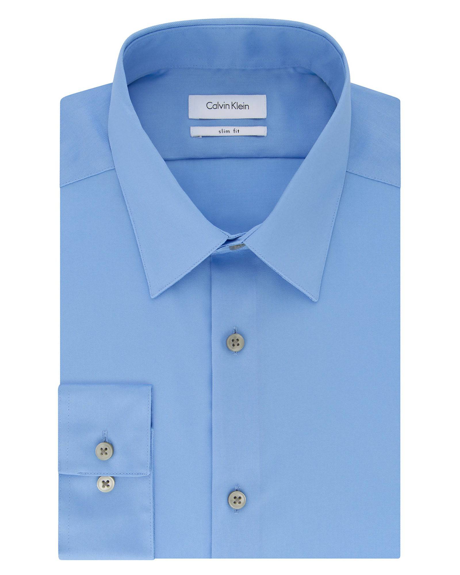 Calvin Klein Slim Fit Stretch Dress Shirt in Blue