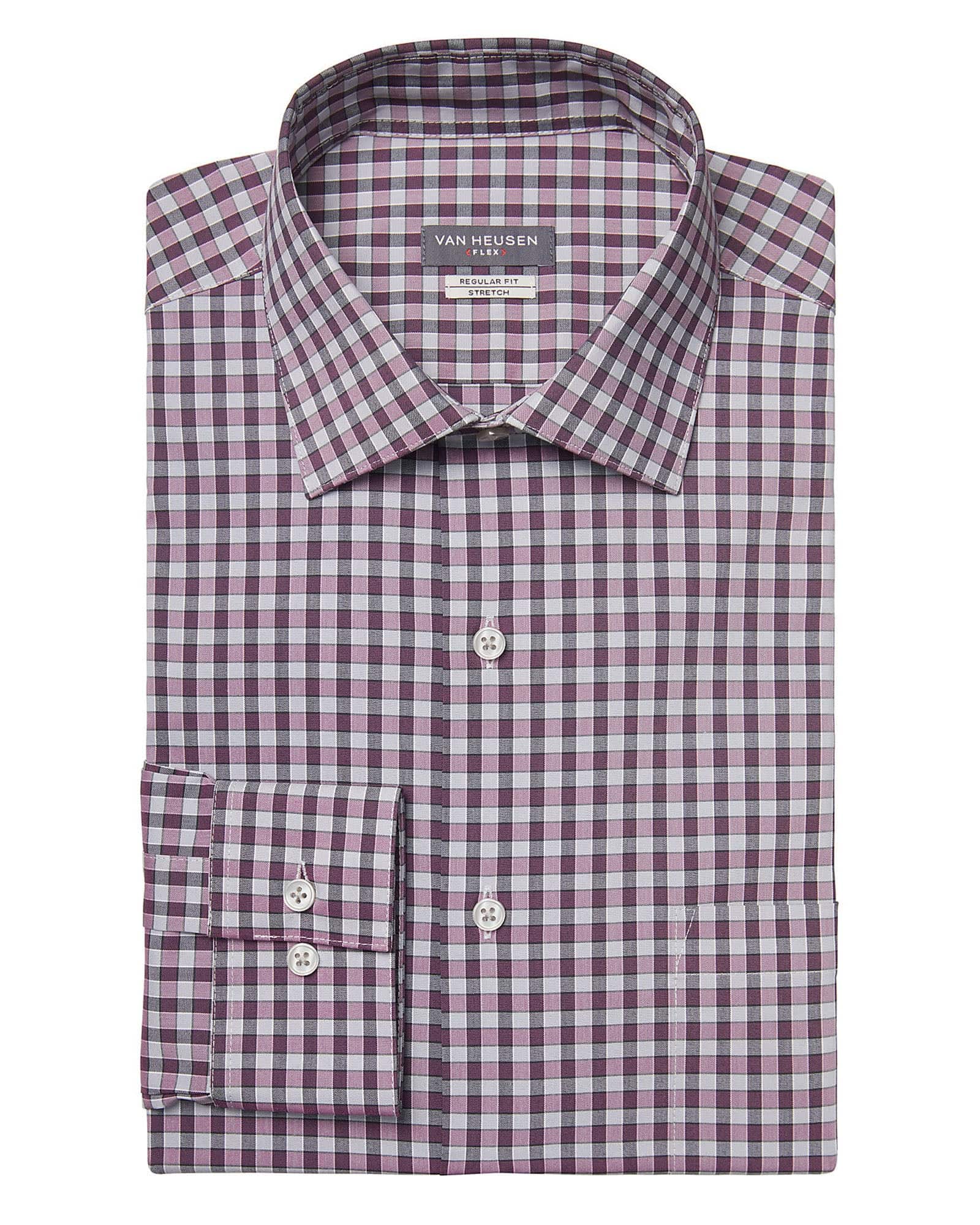 Van Heusen Big & Tall Fit FLEX Stretch Wrinkle Free Check In Lilac - Rainwater's Men's Clothing and Tuxedo Rental