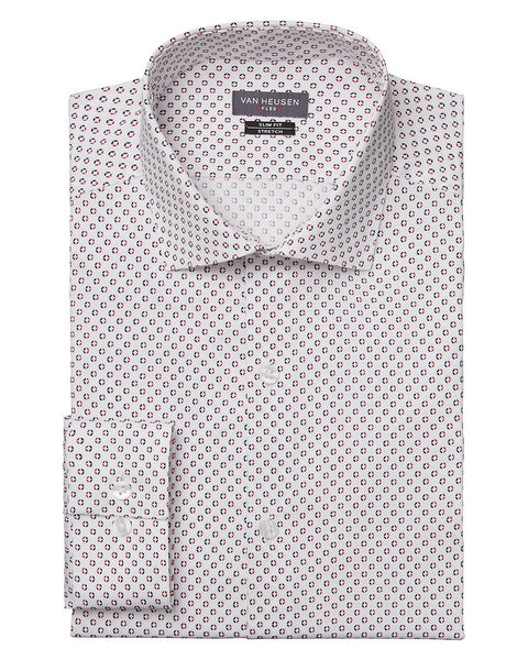 Van Heusen Big & Tall Fit FLEX Stretch Wrinkle Free Print Dress Shirt In White - Rainwater's Men's Clothing and Tuxedo Rental