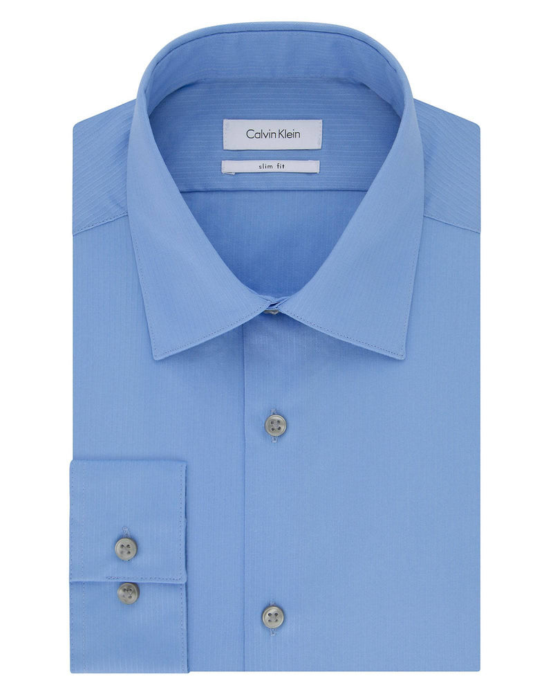 Calvin Klein Slim Fit Stretch Dress Shirt in Blue Tonal Strip Rainwater s