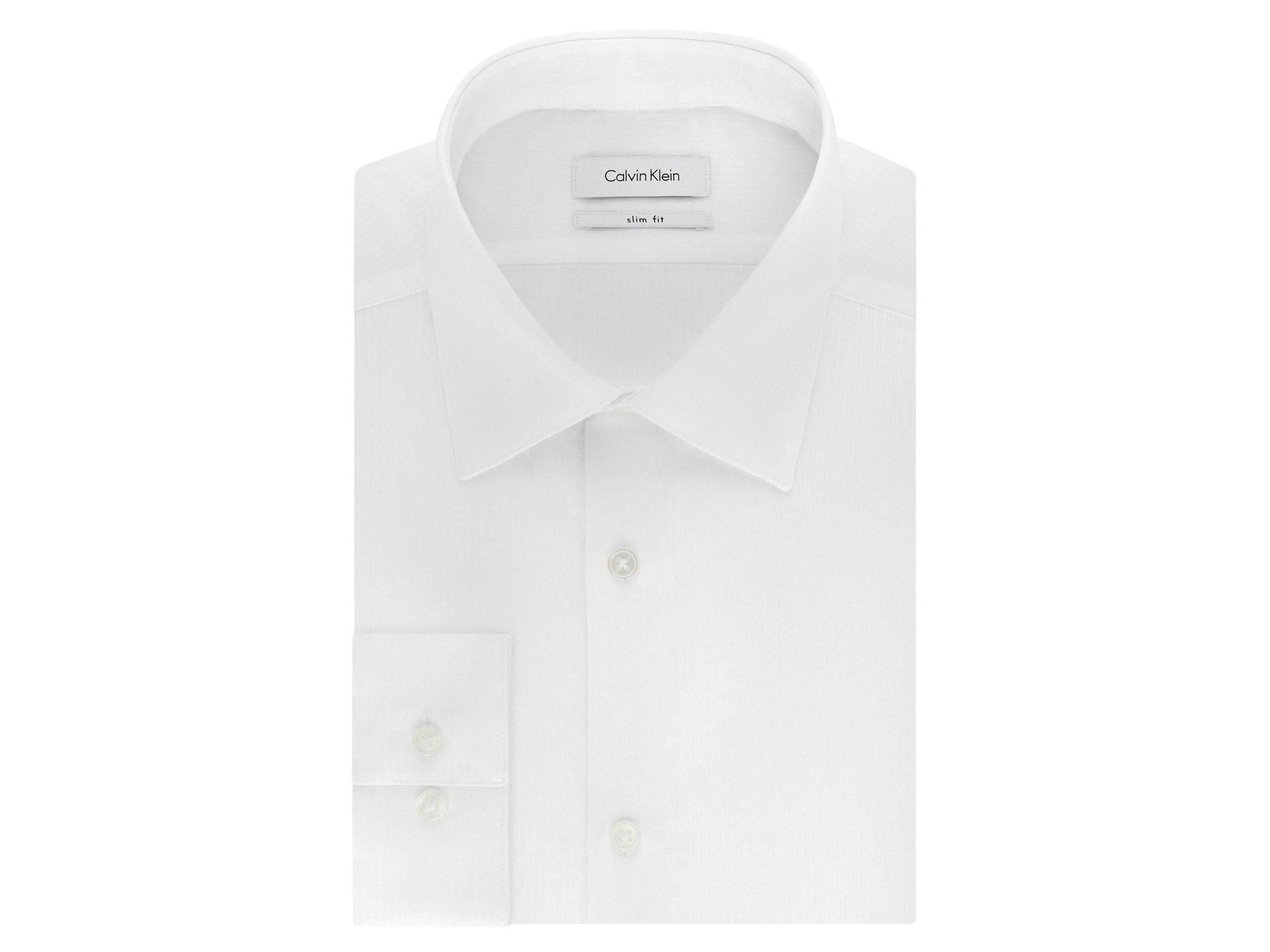 Calvin Klein Slim Fit Stretch Dress Shirt in White Dobby Tonal Stripe - Rainwater's Men's Clothing and Tuxedo Rental