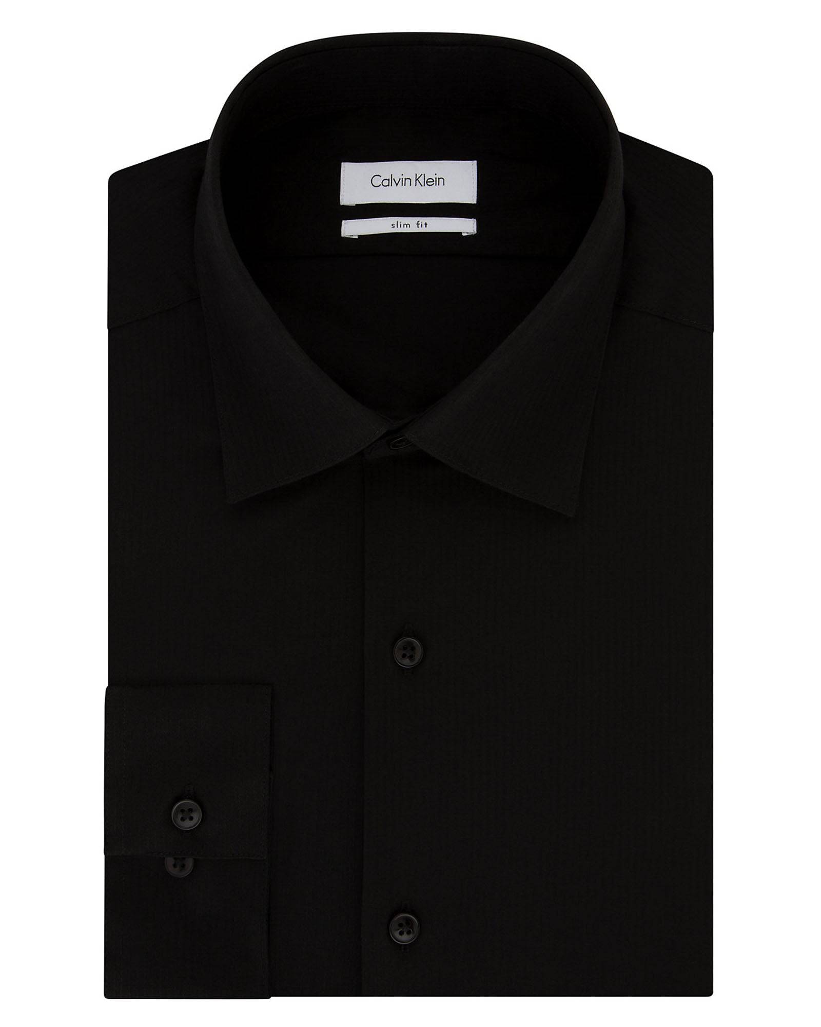Calvin Klein Slim Fit Stretch Dress Shirt in Black Tonal Stripe
