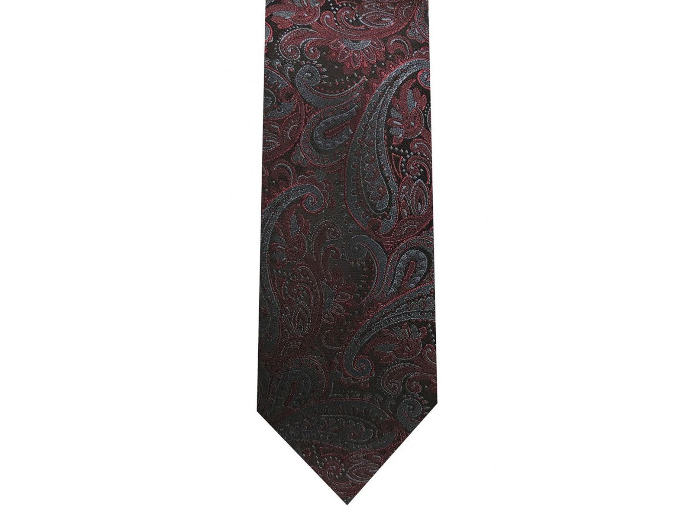 Narrow Tie & Pocket Square In Burgundy Paisley - Rainwater's Men's Clothing and Tuxedo Rental