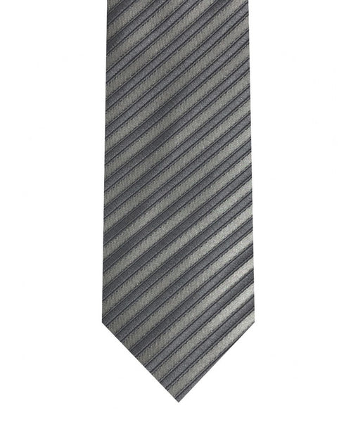 Narrow Tie & Pocket Square In Silver Bar Stripe - Rainwater's Men's Clothing and Tuxedo Rental