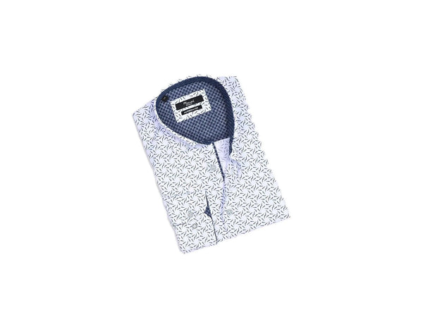 -Rainwater's -Mizumi - Button Up Sport Shirts - Mizumi Whtie With Navy Geometric Print Sport Shirt -