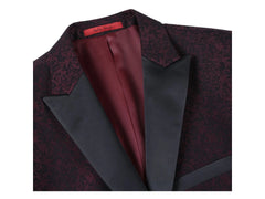 Burgundy Pattern Peak Lapel Dinner Jacket Tuxedo Rental