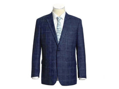 -Rainwater's -Rainwater's - Sport Coats & Blazers - Rainwater's Navy Window Pane Classic Fit Wool & Linen Sport Coat -