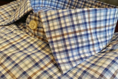 White with Blue & Khaki Plaid Spread Collar Shirt by Scott Barber - Rainwater's Men's Clothing and Tuxedo Rental
