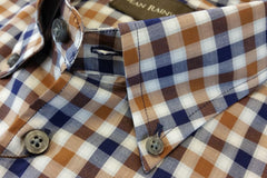 Rust Brown & Navy Plaid Button Down Collar by Dean Rainwater - Rainwater's Men's Clothing and Tuxedo Rental