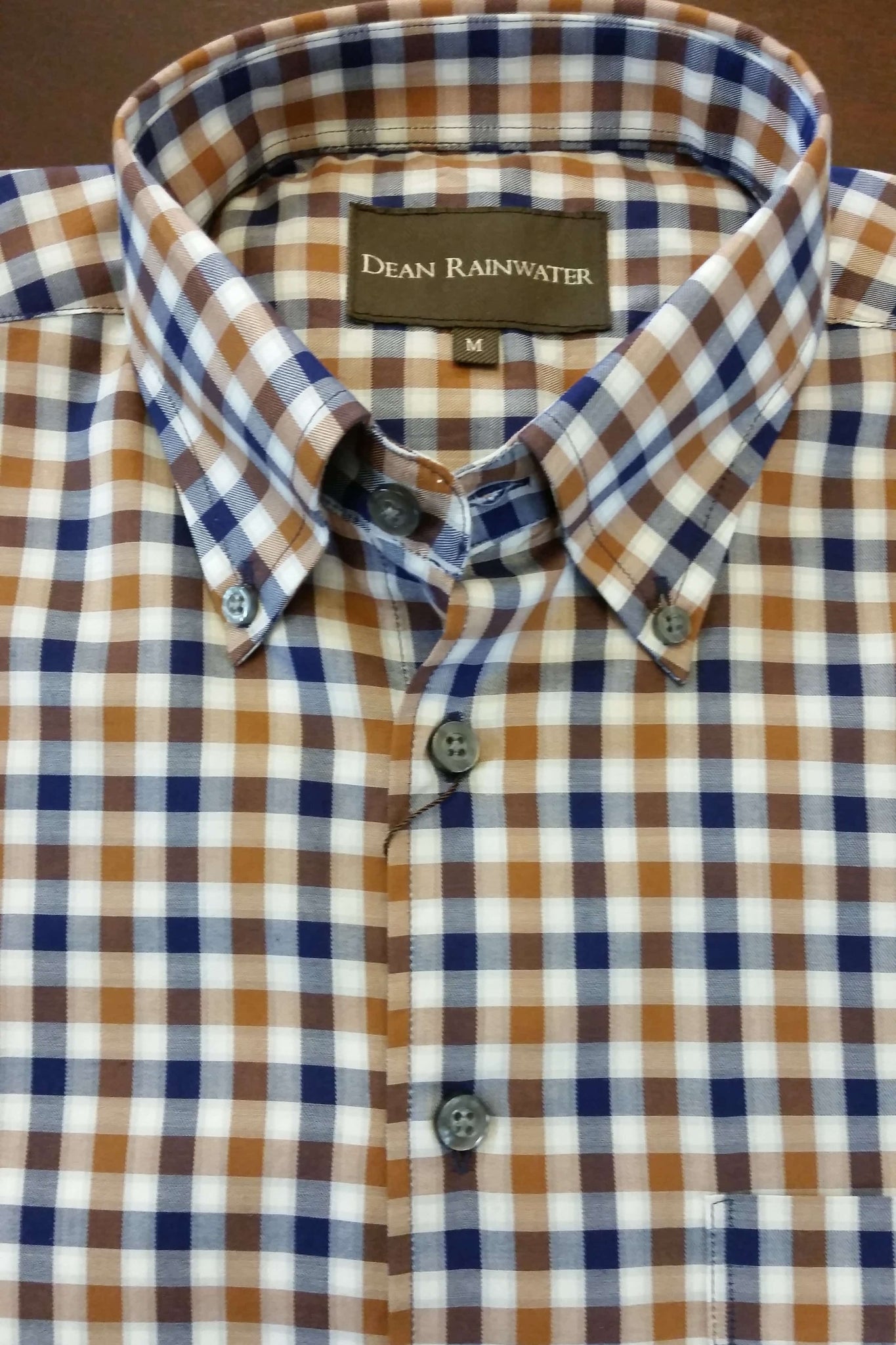 Rust Brown & Navy Plaid Button Down Collar by Dean Rainwater - Rainwater's Men's Clothing and Tuxedo Rental