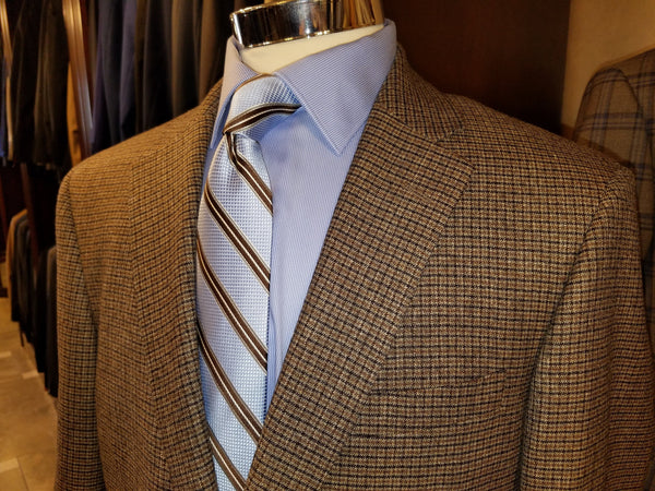 Brown, Black & Grey Houndstooth 100% Wool Sport Coat - Rainwater's Men's Clothing and Tuxedo Rental