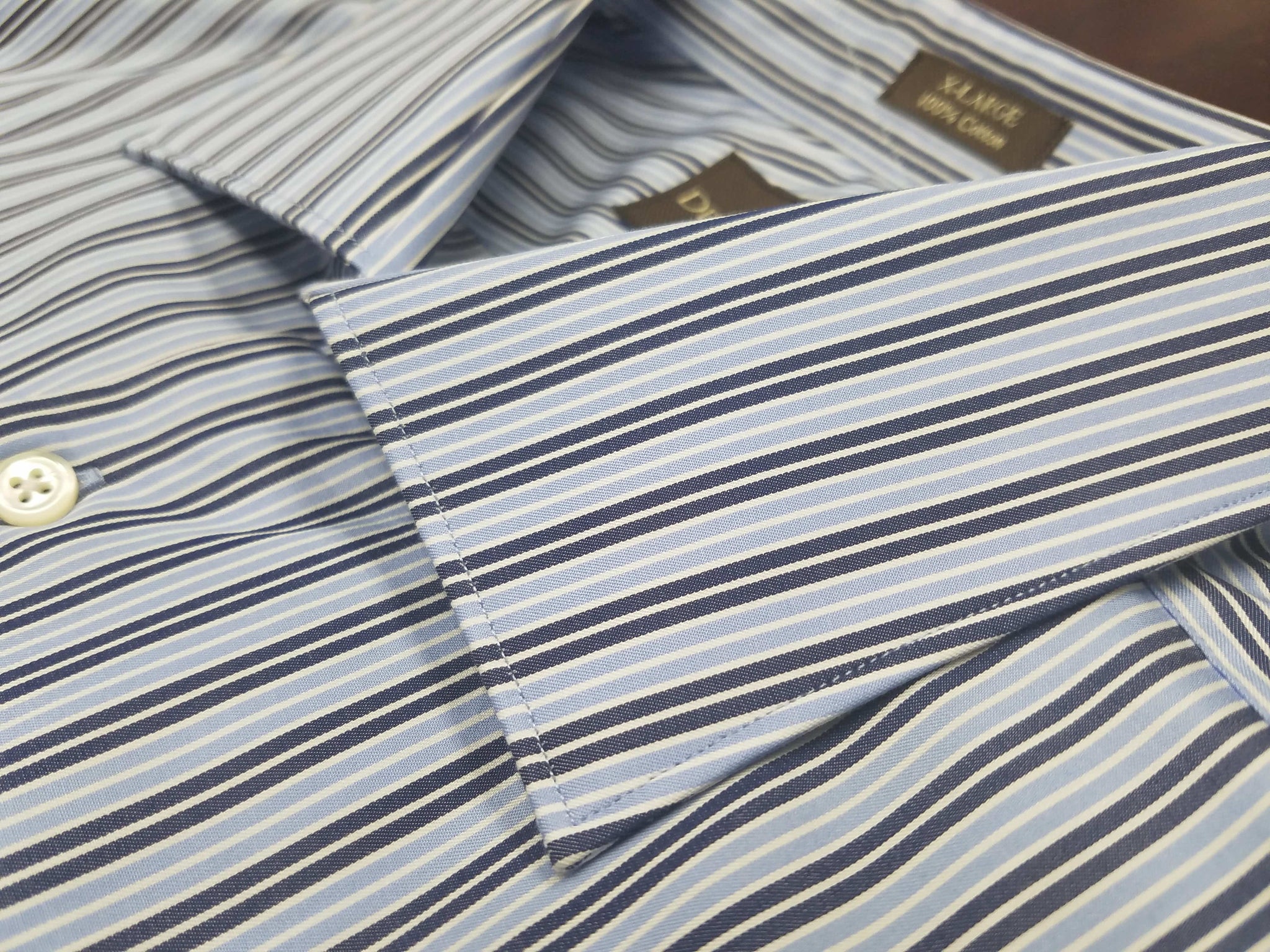 Rainwater's 120's Two Ply Cotton Blue Stripe Dress Shirt - Rainwater's Men's Clothing and Tuxedo Rental