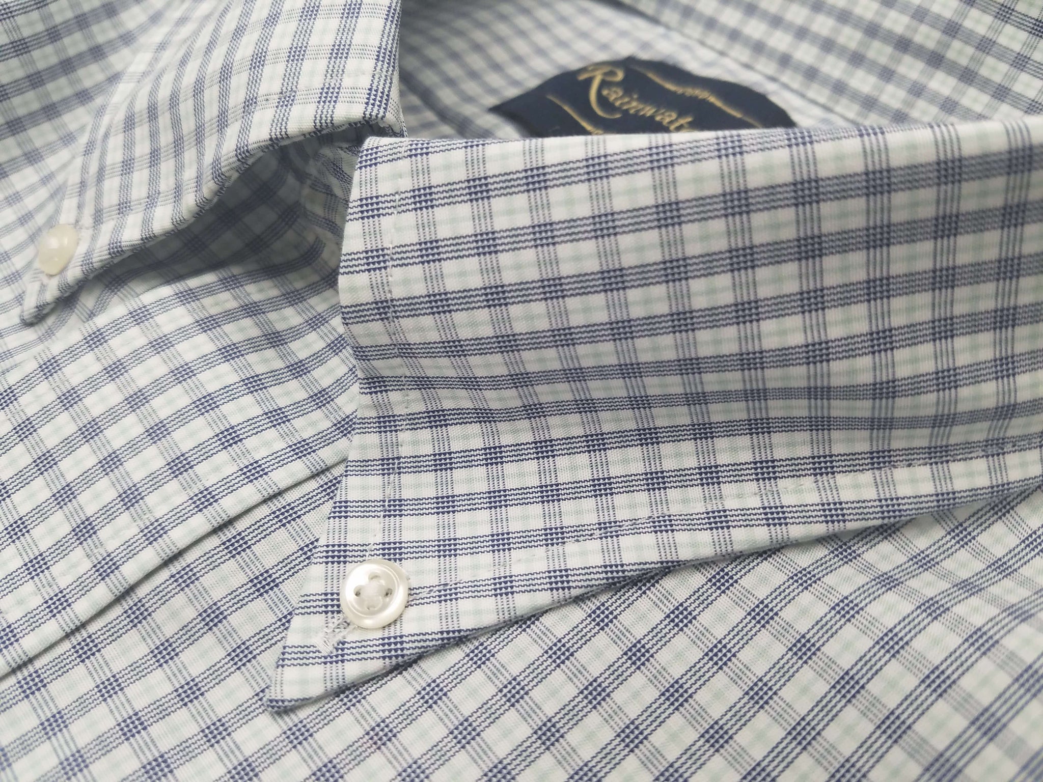Rainwater's Non-Iron 100% Cotton Blue and Green Pinpoint Dress Shirt - Rainwater's Men's Clothing and Tuxedo Rental