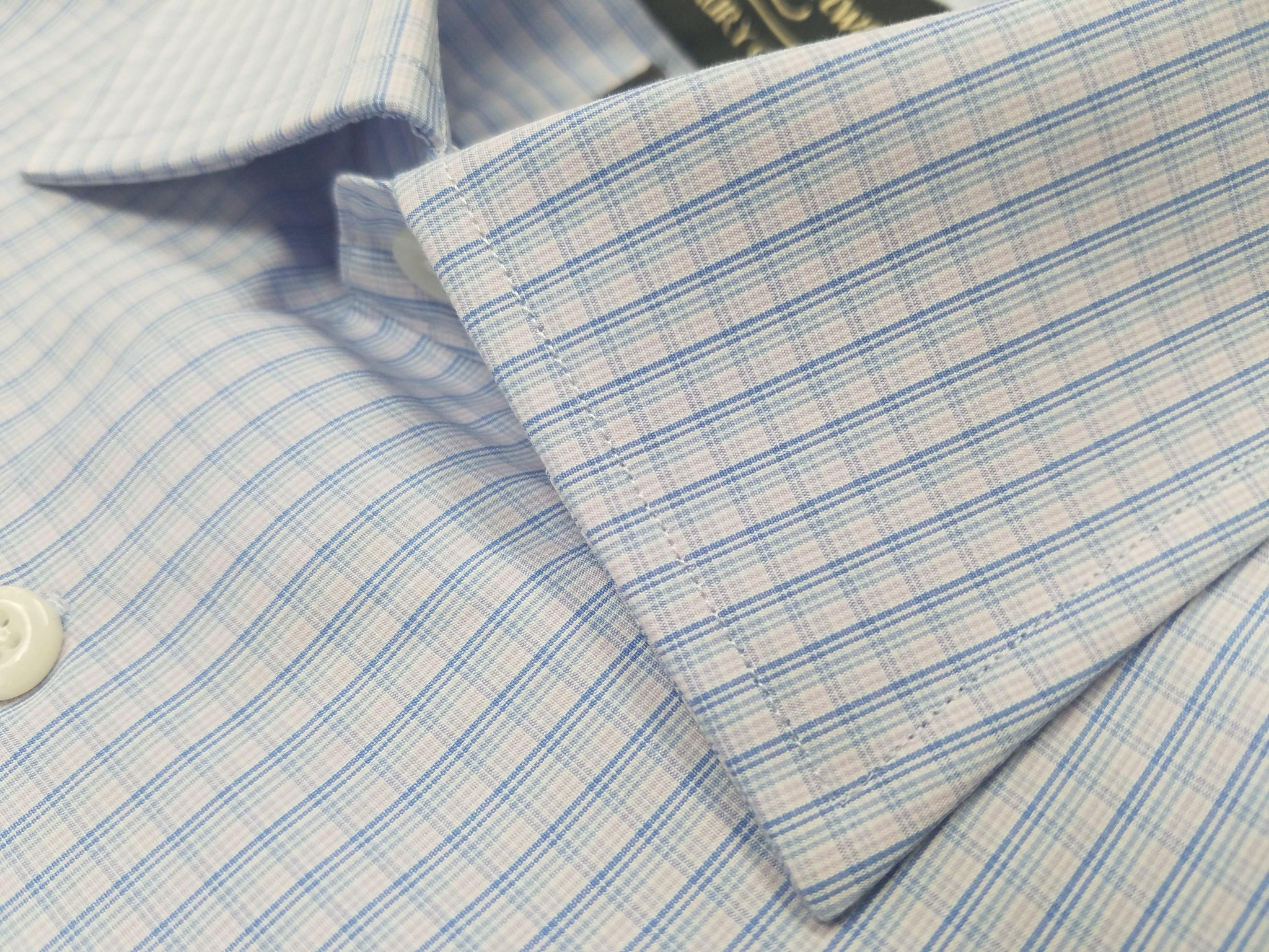 Rainwater's Mini Neat Blue Plaid Dress Shirt - Rainwater's Men's Clothing and Tuxedo Rental