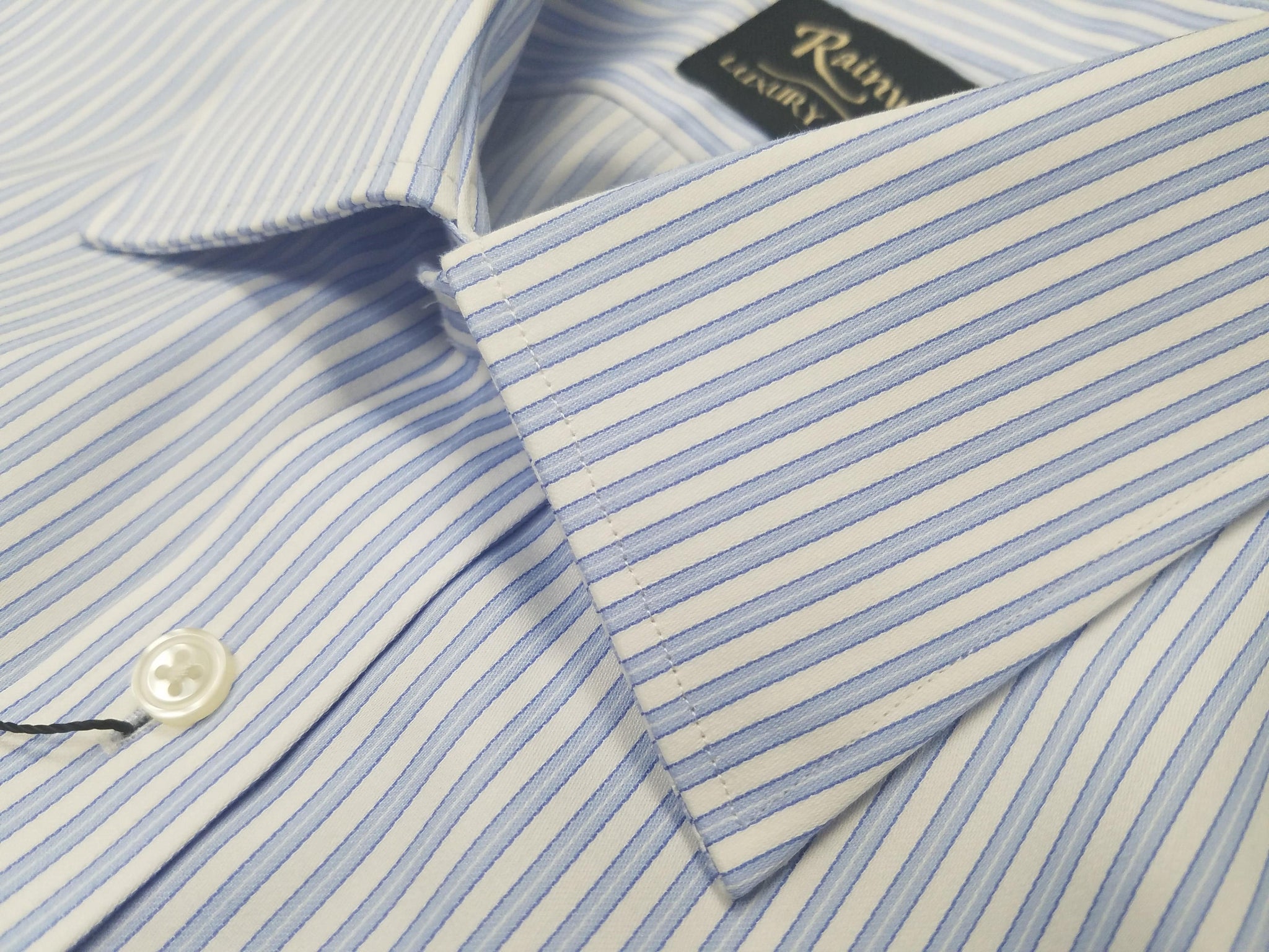 Rainwater's Blue Stripe Luxury Collection Dress Shirt - Rainwater's Men's Clothing and Tuxedo Rental
