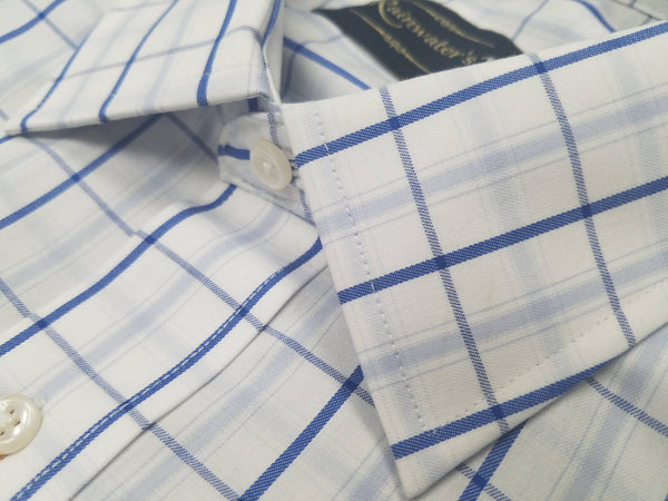 Rainwater's Mitered Cuff Blue Window Pane Non-Iron Dress Shirt - Rainwater's Men's Clothing and Tuxedo Rental