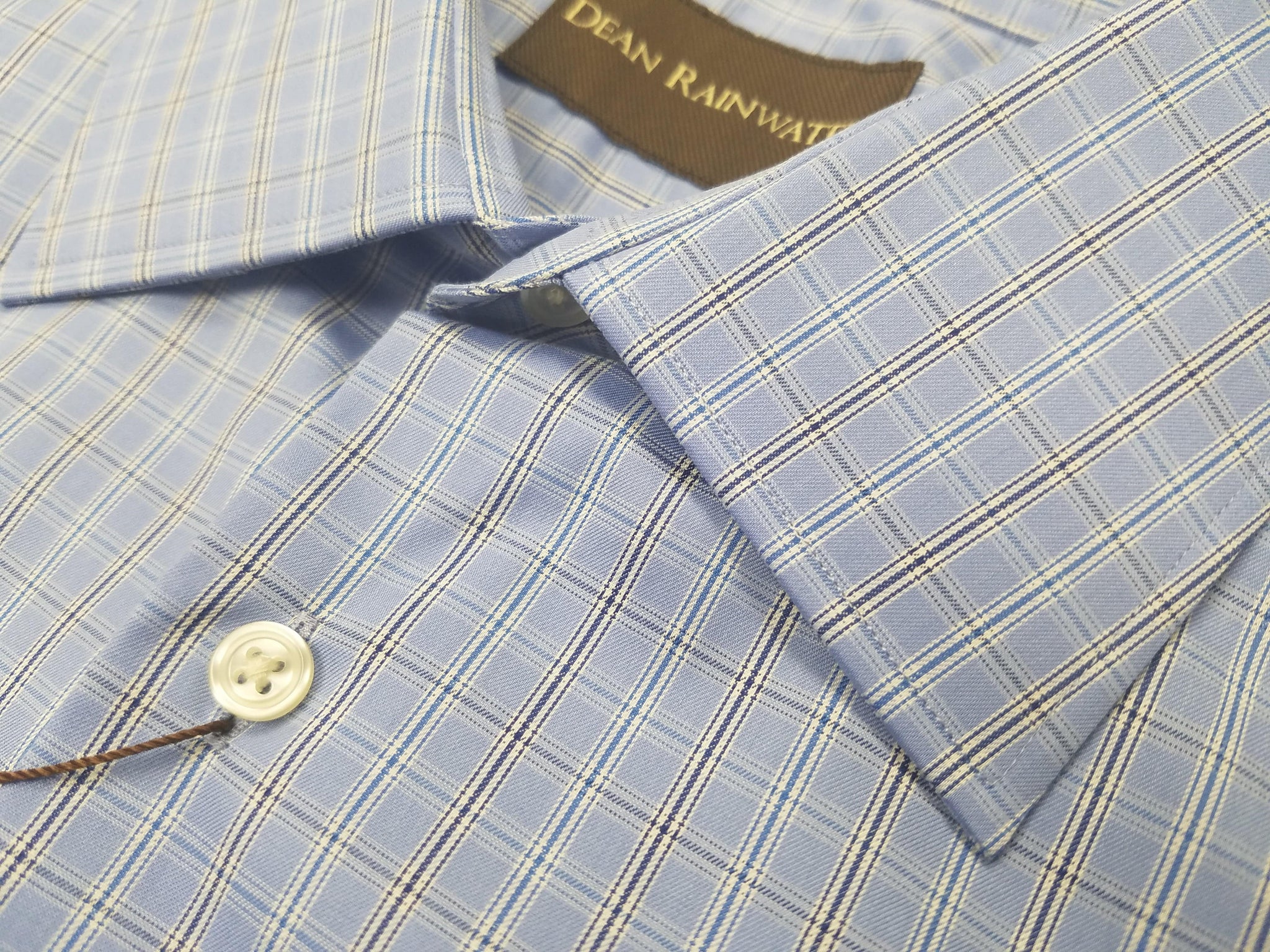 Dean Rainwater's 100% Cotton Blue Check Dress Shirt - Rainwater's Men's Clothing and Tuxedo Rental