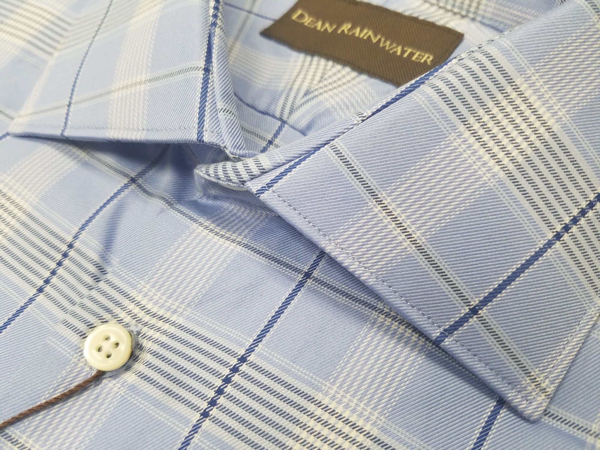 Rainwater's 120's Two Ply 100% Cotton Light Blue Plaid Dress Shirt - Rainwater's Men's Clothing and Tuxedo Rental