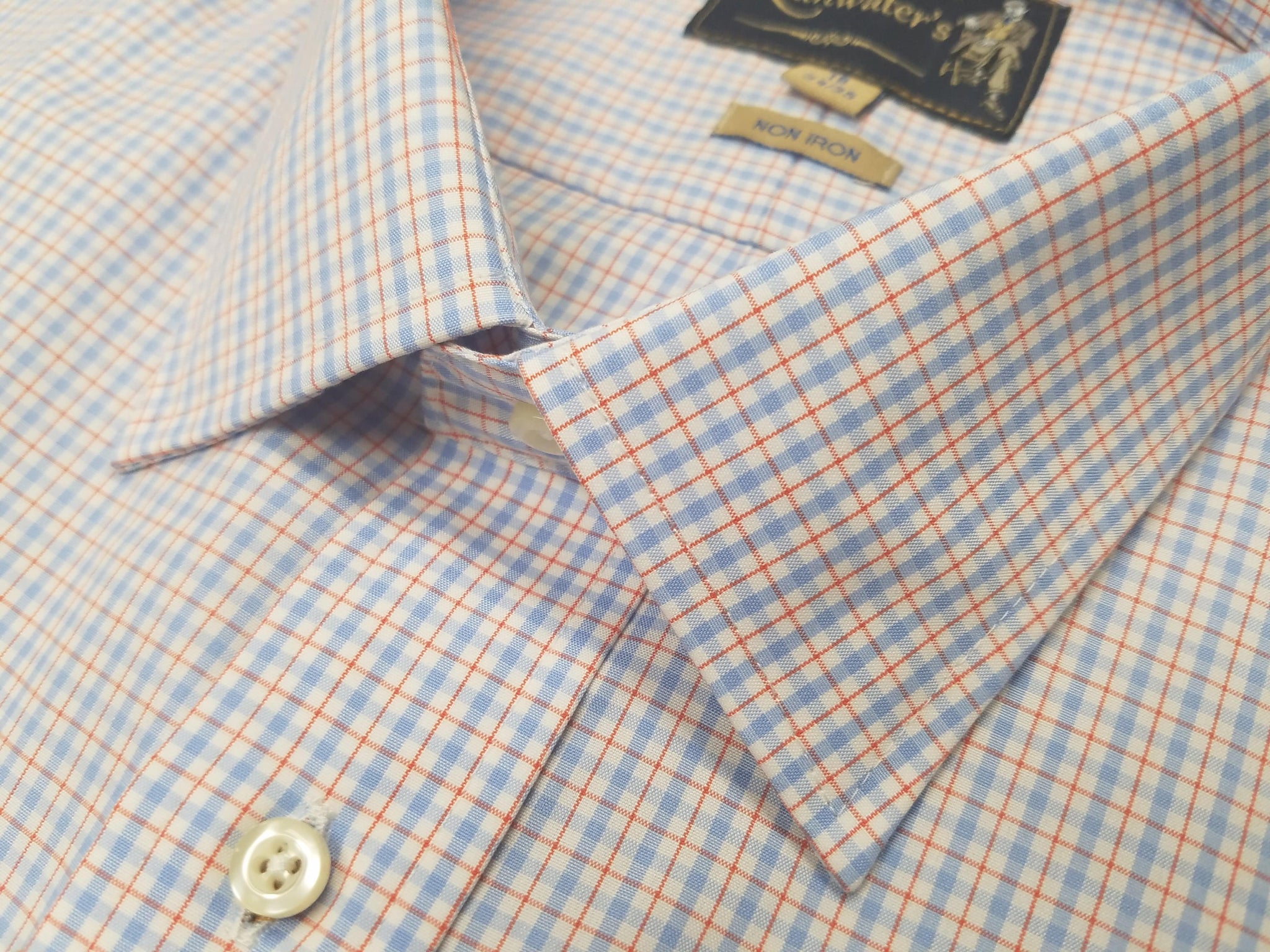 Rainwater's 100% Cotton Wrinkle Free Neat Blue Check Dress Shirt - Rainwater's Men's Clothing and Tuxedo Rental