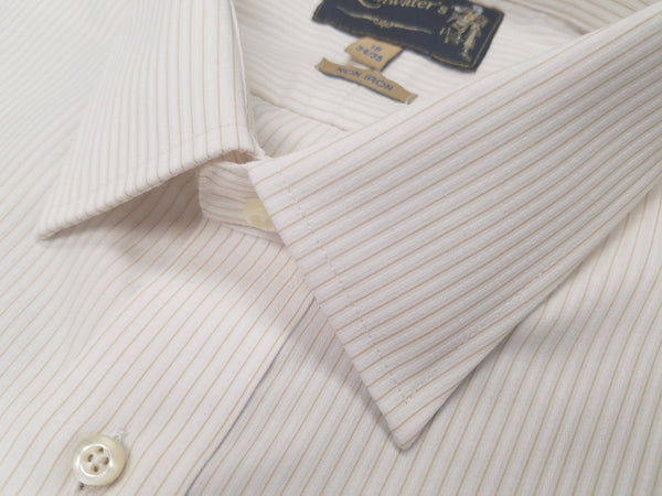 Rainwater's 100% Cotton Non-Iron White with Gold Stripe Dress Shirt - Rainwater's Men's Clothing and Tuxedo Rental