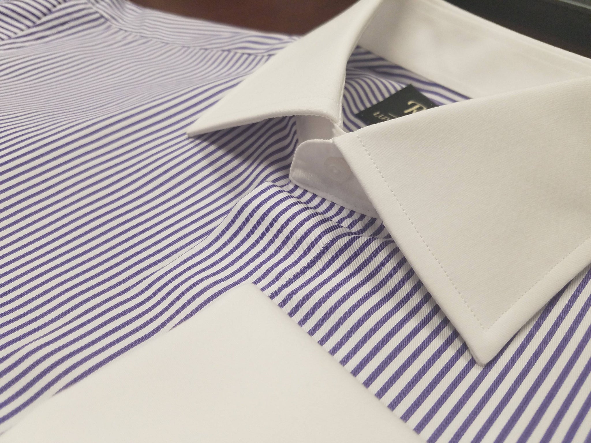 Rainwater's Luxury Collection Purple Stripe Dress Shirt with Contrast Collar and Cuffs - Rainwater's Men's Clothing and Tuxedo Rental